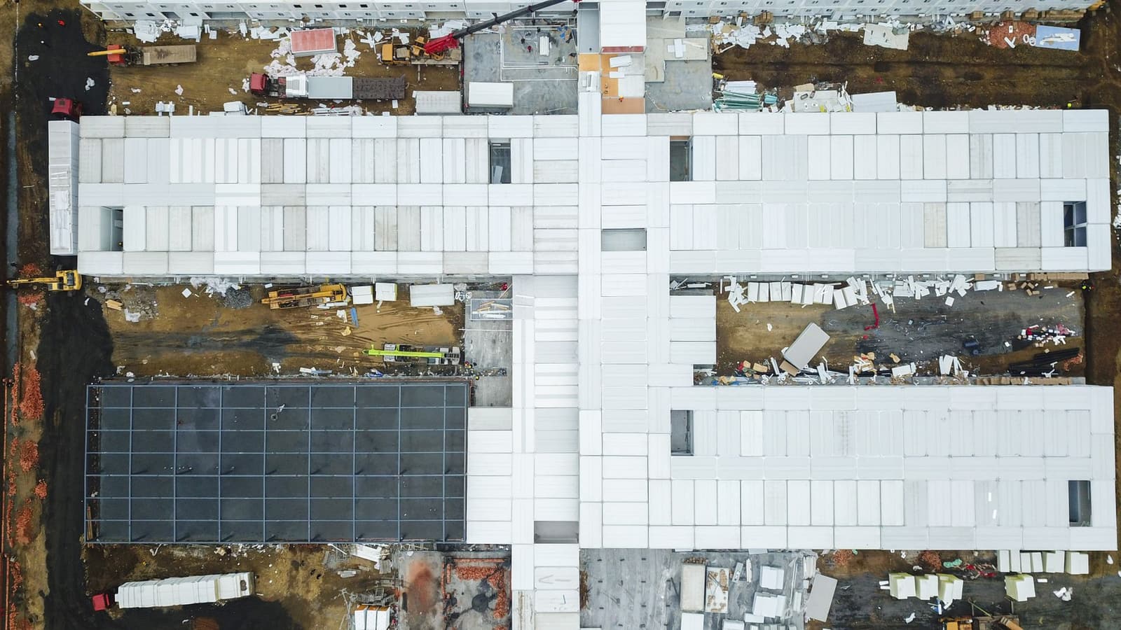 Aerial view of a large Wisconsin construction site